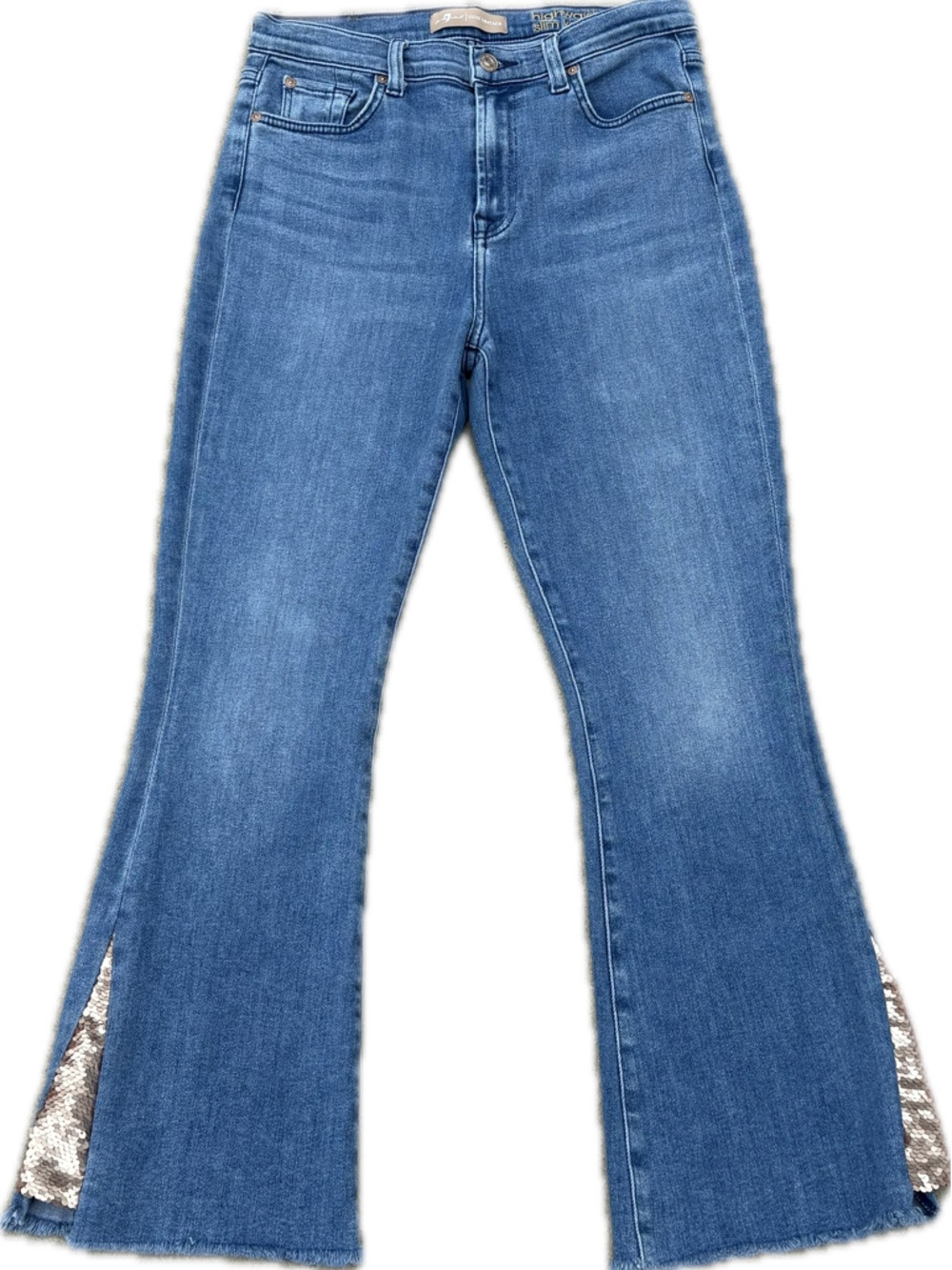 7 For All Mankind Luxe Vintage High Waist Slim Kick Jeans Size 29 Sequin Side